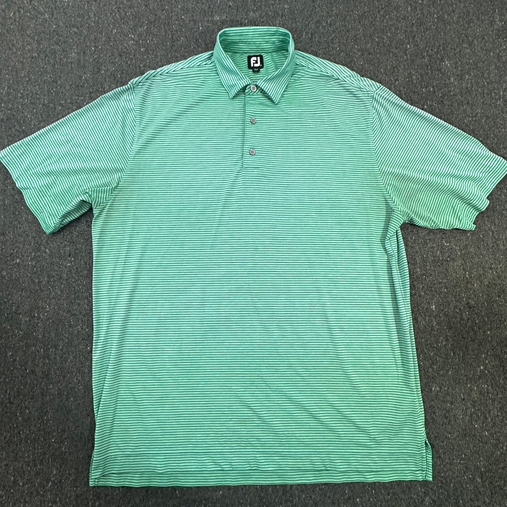 FootJoy Polo Shirt Mens XXL Green Striped Short Sleeve Performance 27420 - Picture 2 of 16